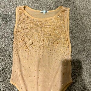 Beautiful see through rhinestone one piece top